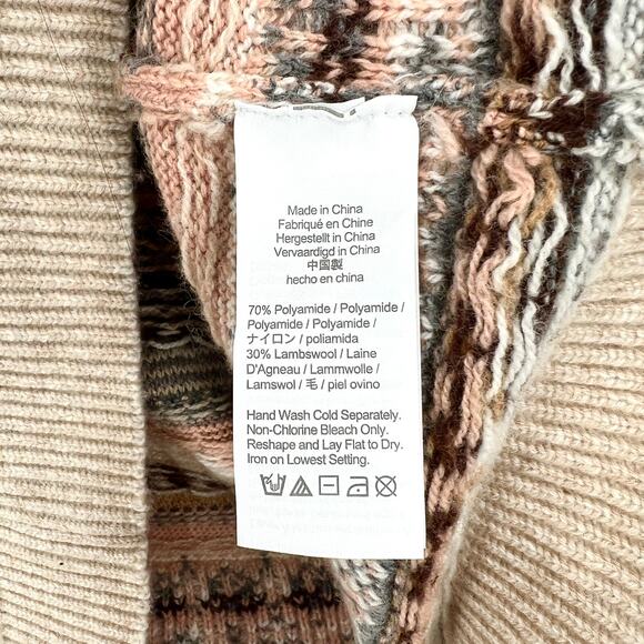 J CREW Fair Isle Cropped Crewneck Sweater Womens XS Cream Gray Brown Wool Blend - Picture 12 of 14